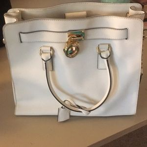 Large white Michael Kors Hamilton tote.